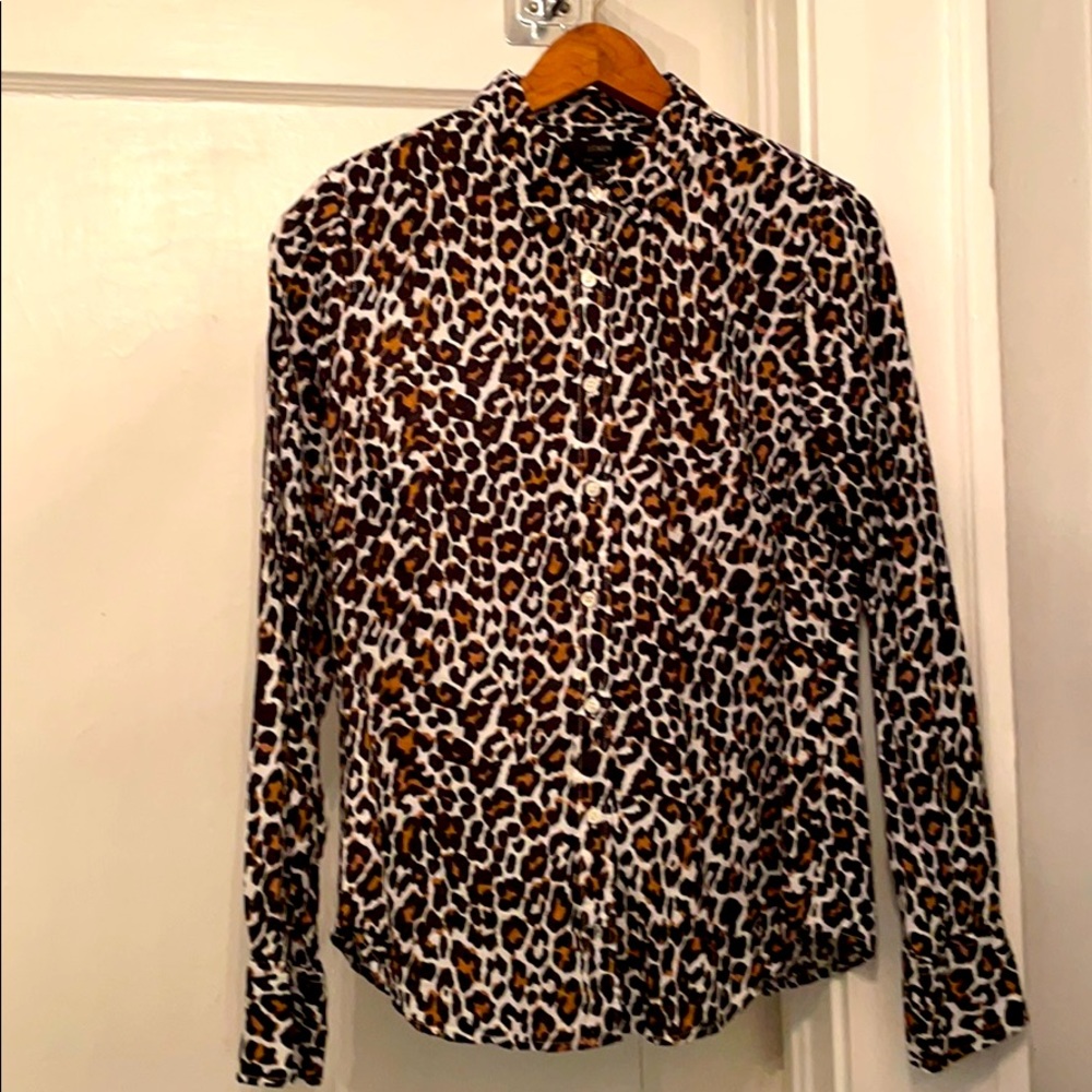JCrew leopard print cotton button down 🐆